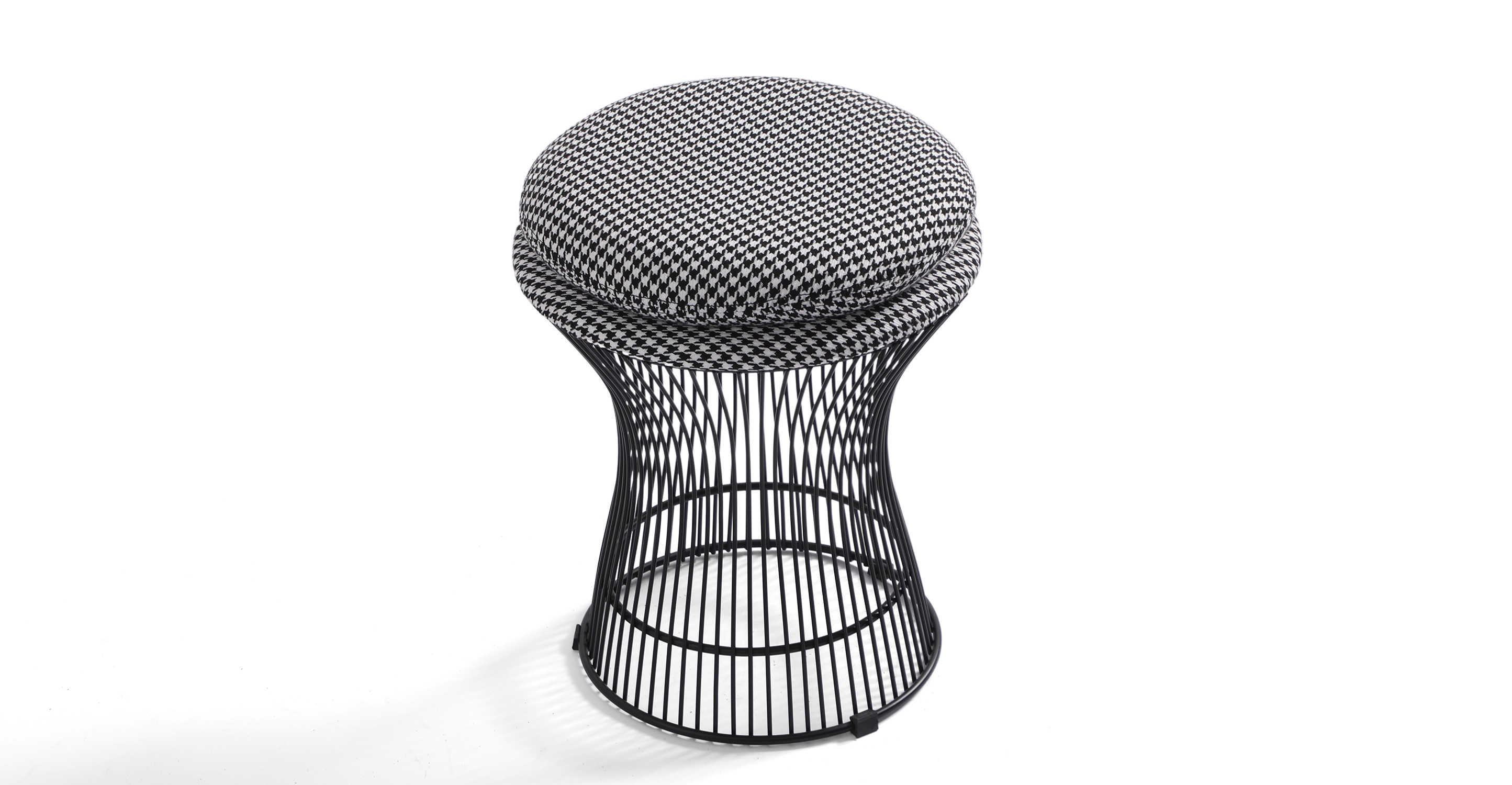 Platner 15" Fabric Ottoman, Houndstooth