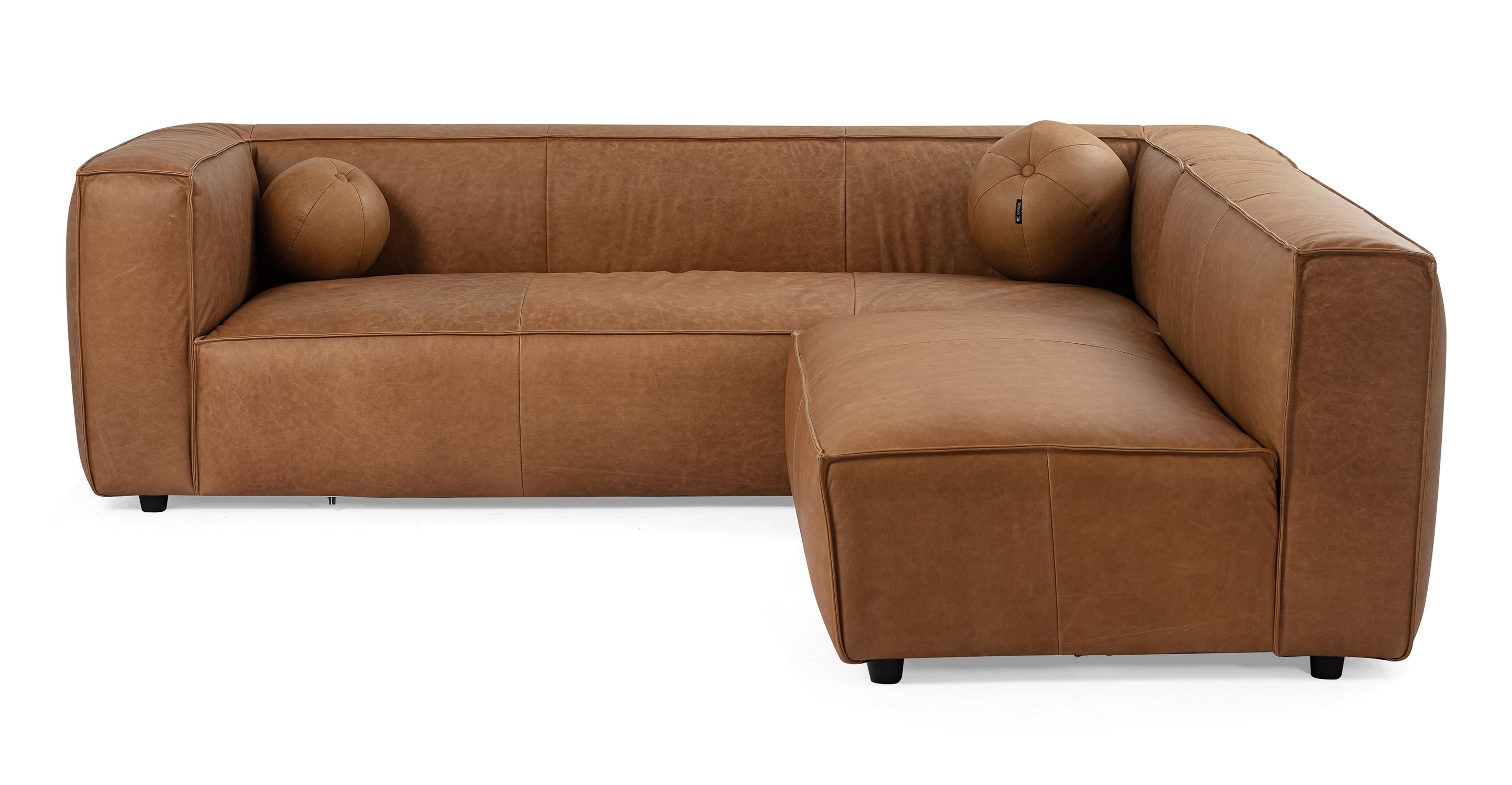 Soho 96" 2-pc Sofa Reversible Leather Sectional, Chestnut