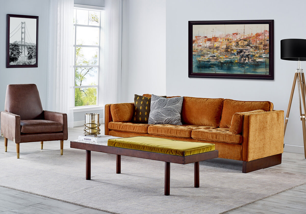 Wexler 3 Draper Teraz B 3 Seater Velvet Sofa